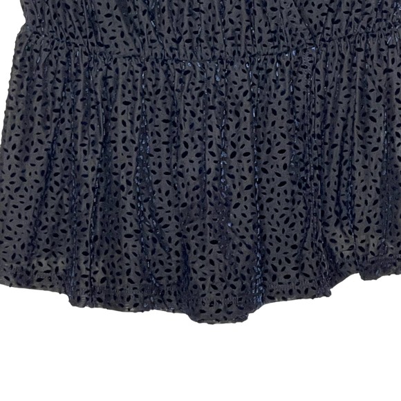 Halogen Women Size XS Flocked Oval Blue Peplum Sleeveless Top Deep V-Neck NWT - Picture 5 of 8